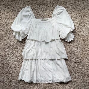 White Puff-Sleeved Dress